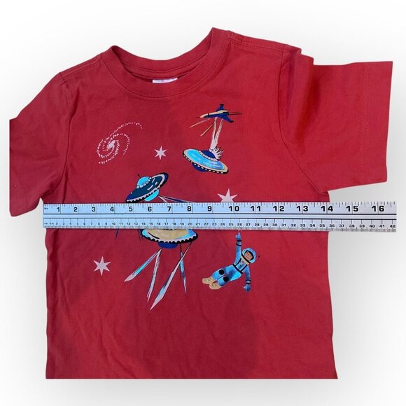 Hanna Andersson Space Themed Orange Cotton T-Shirt Short Sleeves Size Boy US 4 - Picture 4 of 13